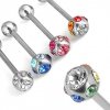Šperky eshop - Piercing do jazyka so zirkónmi po obvode C13.20 - Farba zirkónu: Dúhová - WR