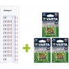 OXE Nabíjačka batérií AA na 12 ks a 12 ks nabíjacích batérií Varta 56706 R6 2100mAh NIMH basic