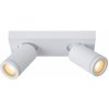 Lucide 09930/10/31 stropné bodové svietidlo 2x5W | LED GU10 | 2x320lm | 2200K / 3000K | IP44 - žiarovka je súčasťou balenia, biele, nastaviteľné, stmievateľné, CCT