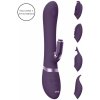 Rabbit vibrátor s pulzátorom Vive Etsu fialový, silikónový vibrátor na bod G a klitoris s vymeniteľnými nástavcami 22,3 x 3,3 cm