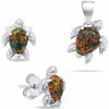 Brilio Silver Strieborný set šperkov s farebnými opálmi Korytnačka SET235WBC (prívesok, náušnice)