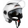 MOTOCYKLOVÁ OTVORENÁ PRILBA NA SKÚTER ŠTVORKOLKA ATV MOTOKÁRU KOLIESKOVÉ KORČULE BIELA S CLONOU A ŠTÍTOM VEĽKOSŤ L