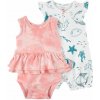 CARTER'S Set 2dielny body bez rukávov, overal letný kr. rukáv Ivory Ocean dievča LBB 9m