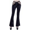 nohavice gotický DEVIL FASHION Negative Nancy Gothic Velvet Flared Pants With Lac