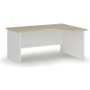 Ergonomický kancelársky písací stôl PRIMO WHITE, 160x120 cm, pravý, biela/dub prírodný