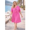 Fashionweek Dámske bavlnené šaty Plus Size oversize K8106 Farba: Ružový, Veľkosť: PLUS SIZE