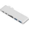 AppleKing 6v1 rozbočovač 2× USB-C konektor + 2× USB-C port + čítačka SD a micro SD + 2× port USB 3.0 – strieborný - možnosť vrátiť tovar ZADARMO do 30tich dní