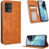 Peňaženkové kožené puzdro Magnetic Buckle na Motorola Moto G72 - Hnedá