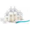 Philips Avent Natural Response Set 0m+ dojčenská fľaša 3x120 ml + 1m+ dojčenská fľaša 2x240 ml + Ultrasoft 0-6 m cumlík 2 ks + kefa na čistenie 1 ks