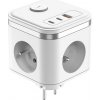 Sieťový adaptér VIKING Y33, biela/Output:3xAC,1xUSB-A,2xUSB-C/Tlačidlo ON/OFF