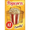 Ceduľa Restaurant Menu - Popcorn Vintage style 30cm x 20cm Plechová tabuľa