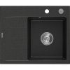 Mexen Ben, 1-komorový granitový drez 600x500x190 mm, pravý + chrómový sifón, čierna-strieborná metalíza, 6523605000-73