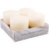 Sviečky adventné rustikálne 4ks biele, 7x7 cm