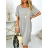 Fashionweek Voľné šaty zo vzdušnej viskózy s príveskom pre moletky IT-UMMA Farba: Šedá, Veľkosť: Universal