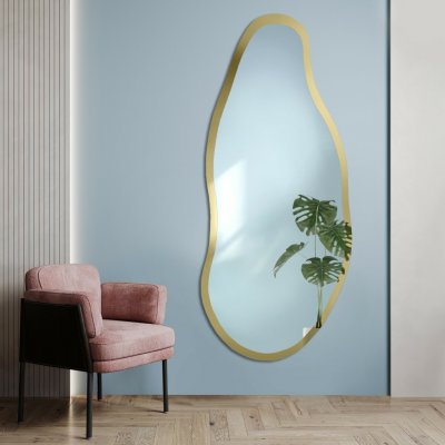Alfaram Nepravidelné zrkadlo v zlatom lesklom ráme - BARYT SHINE 50x129