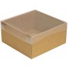 Darčeková krabička s priehľadným vekom 200x200x100/35 mm, kraftová - hnedá
