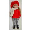 Realistická panenka Carlota v červeném kabátku a baretu od firmy Vestida de Azul (Carlota con chaqueton rojo , boina y bufanda)