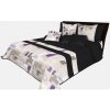 Čierny elegantný dekoračný prehoz na posteľ s prešívaním a levanduľovým motívom Šírka 240 cm | Dĺžka 240 cm čierna