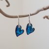 For You Náušnice Swarovski elements Devoted srdce modré Bermuda Blue 17mm - 18124