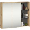 Ak furniture Závesná kúpeľňová skrinka so zrkadlom VAMI 90 cm dub v remeselnom štýle/šedý grafit