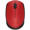 Logitech M171/Kancelárska/Optická/1 000 DPI/Bezdrôtová USB/Čierna-červená 910-004641