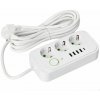 Predlžovačka sieťová zástrčka 3x zásuvka s uzemnením napájací pásik 4x USB USB-C vypínač On/Off 5m biely Linea Pro Kobi