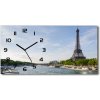 Vodorovné Sklenené hodiny na stenu Eiffelova veža Paríž 60x30 cm