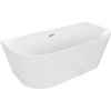 Mexen Oval, voľne stojaca nástenná vaňa 170 x 80 cm, biela, zlatý matný prepad, 52671708000-55