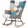 Autronic AK-374 PW2 Hojdacie kreslo, poťah patchwork látka, drevené nohy, masív kaučukovník