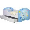 Detská posteľ - Modrý sloník 160x80 cm + šuplík