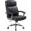 BOMBUS Kancelárske kreslo čierna koža 150kg Čierna