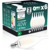 6x LED žiarovka E14 sviečka BA35 2,2W 470lm = 40W 4000K neutrálna biela 360° vlákno CLASS A LUMILED