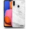 Picasee silikónový čierny obal pre Samsung Galaxy A20s - White marble