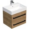 Kúpeľňová skrinka s čiernou úchytkou a umývadlom SAT Cube Way 60x53x46 cm dub Hickory mat CUBE46C602DHSAT