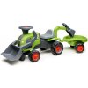 Falk Traktor Baby Claas s čelným nakladačom, bagrom a vlečkou