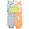 CARTER'S Body bez rukávov Stripes Animals chlapec 5ks 9m