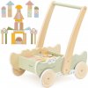 VIGA VIGA Drevený blokový vozík – krokodíl | Chodítko s kockami pre deti