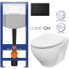 CERSANIT predstenový inštalačný systém s čiernym tlačidlom K97-0574 + WC CERSANIT CLEANON MODUO + SEDADLO K97-526 0574 MO1