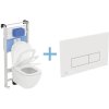 Závesné WC AQUABLADE set Ideal Standard Tesi s inštalačným systémom ProSys, ovládacie tlačidlo biele, wc doska so SoftClose