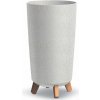 PROSPERPLAST Kvetináč GRACIA TUBUS SLIM ECO WOOD biely 19,5cm