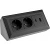 Chilitec Zásuvkový blok 2-zásuvkový, USB-A, USB-C PD, čierny