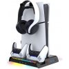 iPega P5S006H Multifunkční Nabíjecí RGB Stojan s Chlazením pro PS5 Slim Black PG-P5S006H