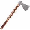 Battle Merchant Vikingská sekera z ocelolitiny 60cm, typ F, s rytinou a koženou omotávkou