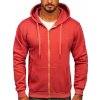 Lososová pánska hrubá mikina na zips s kapucňou Bolf 2008