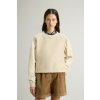 MIKINA WOOLRICH MIXED FLEECE CREWNECK BEIGE HERRINGBONE