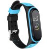 Xiaomi Mi Band 3/4 náhradný náramok s kovovým zapínaním - Jemný Silikón Čierno modrá MBSCZ-JS5CM