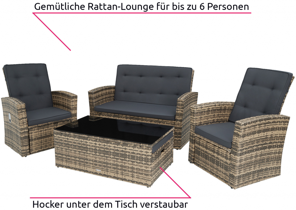 tectake Rattan Lounge Bari prírodný