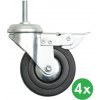 Súprava 4 koliesok k regálom, 75 mm, 120 kg