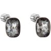 Evolution Group Strieborné náušnice perličky s krištálmi Swarovski čierny obdĺžnik 31279.5, darčekové balenie