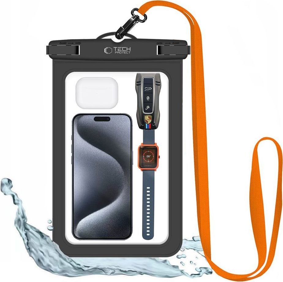 TECH-PROTECT UWC9 UNIVERSAL WATERPROOF CASE 8.9 INCH BLACK/ORANGE